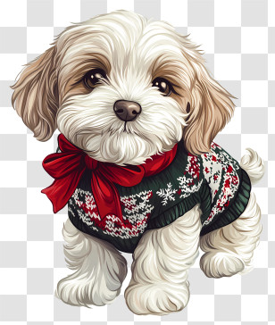Christmas Puppy - Cute Dog In Festive Sweater Transparent PNG