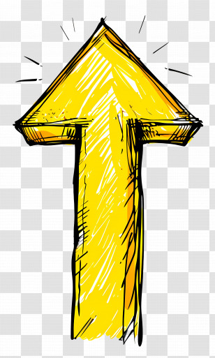 Hand Drawn Arrow - Yellow Upward Arrow Symbol Transparent PNG