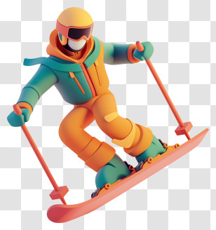Snow Skiing - Skiing Man In Bright Winter Gear Illustration Transparent PNG