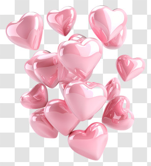 Floating Pink Hearts - Floating Pink 3D Hearts For Love Themes Transparent PNG