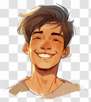 Smiling Young Man - Smiling Boy Cartoon Transparent PNG