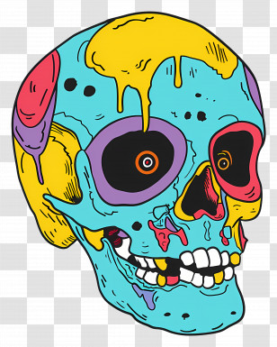 Cartoon Skull - Colorful Skull Pop Art Illustration Transparent PNG