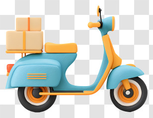 Delivery Scooter - Blue Scooter With Delivery Boxes Transparent PNG