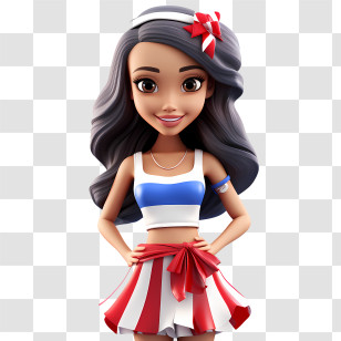 Costa Rica Independence Day - Animated Girl In Red And White Outfit Transparent PNG