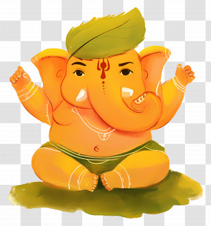 Ganesha Chaturthi - Cute Ganesha Cartoon Illustration Transparent PNG