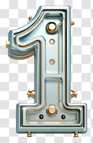 Silver Number 1 - Metallic Number One Illustration Transparent PNG
