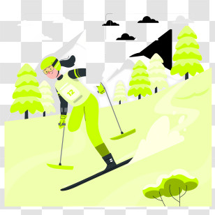 Skiing - Skier On A Slope Transparent PNG