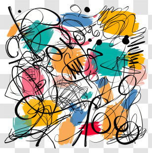 Scribble Day - Abstract Doodle Art With Colorful Lines And Shapes Transparent PNG