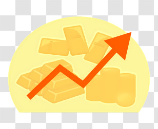 Business - Gold Bars With Upward Arrow Transparent PNG