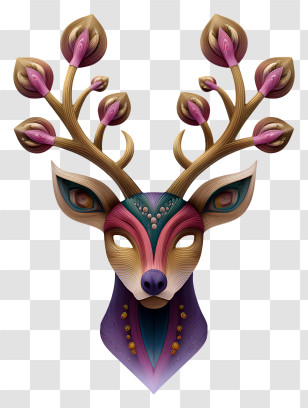 Deer Face - Artistic Decorative Deer Head Transparent PNG