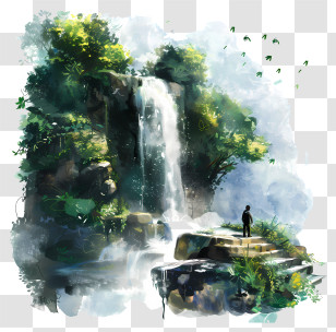 Angel Falls - Beautiful Waterfall In Forest Transparent PNG