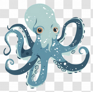 Octopus - Blue Octopus Cartoon Illustration Transparent PNG