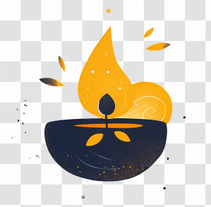 Diwali Diya - Yellow And Black Oil Lamp Illustration For Diwali Transparent PNG