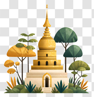 Golden Stupa - Golden Temple In Nature Transparent PNG
