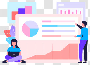 Business Meeting - Illustration Of Data Presentation With Charts And Graphs Transparent PNG