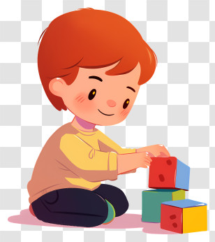 Children Kindergarten - Child Playing With Colorful Blocks Transparent PNG