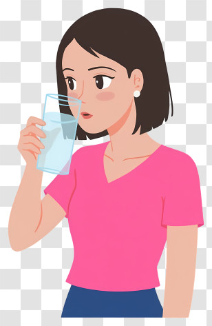 Woman Drinking Water - Woman Drinking Water Illustration Transparent PNG