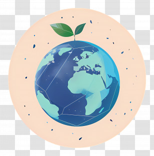 Environmental Protection - Earth Globe Illustration With Growing Sprout Transparent PNG