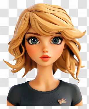 Taylor Swift - Blonde Cartoon Girl With Big Eyes Transparent PNG