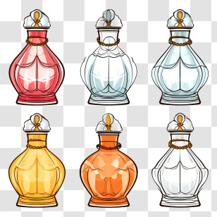 Perfume Bottle - Beautiful Colorful Perfume Bottles Display Transparent PNG