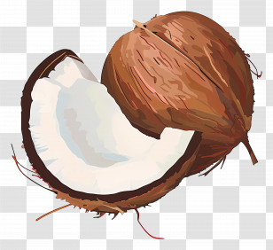 Coconut - Whole And Halved Coconut Illustration Transparent PNG