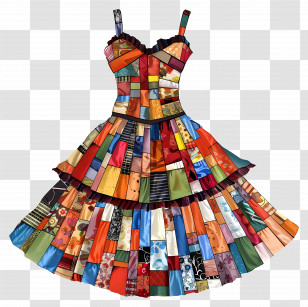 Party Dress - Colorful Patchwork Dress Transparent PNG