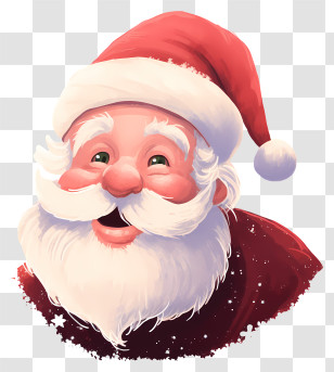 Cartoon Character - Joyful Santa Claus With Red Hat Transparent PNG