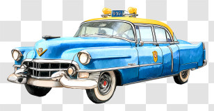 Cadillac - Vintage Blue Taxi Car Illustration Transparent PNG