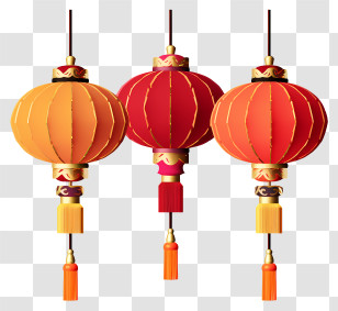 Paper Lanterns - Red And Yellow Chinese Lanterns For Festival Decoration Transparent PNG