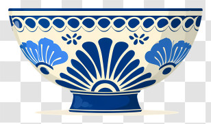 Rice Bowl - Decorative Blue Patterned Bowl Transparent PNG