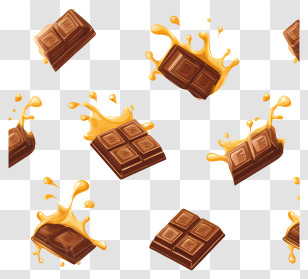 National Milk Chocolate Day - Chocolate Bars With Caramel Splash Transparent PNG