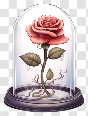 Rose Decay - Beautiful Red Rose In A Glass Dome Transparent PNG