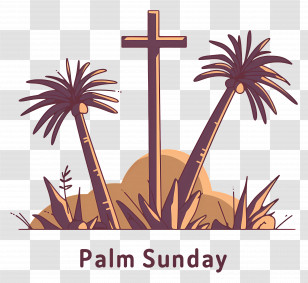 Palm Sunday - Palm Sunday With Cross And Palms Transparent PNG