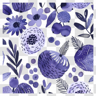 Purple Background - Blue Floral Pattern Transparent PNG