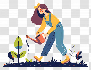 Woman Watering Trees - Gardener Watering Plants Transparent PNG