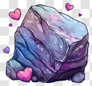 Rock - Colorful Rock With Hearts Transparent PNG