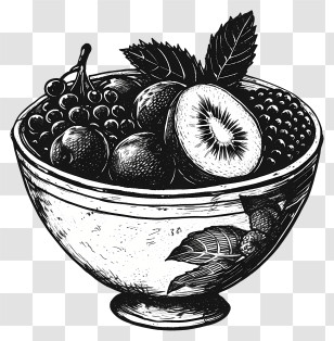 Hand Drawn Fruit Bowl - Vintage Fruit Bowl Sketch Illustration Transparent PNG