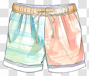Shorts - Trendy Colorful Swim Shorts Illustration Transparent PNG