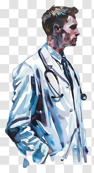 Doctors Day - Watercolor Illustration Of A Doctor Transparent PNG