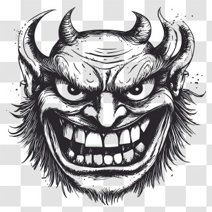 Troll Face - Grinning Demon Face Illustration Transparent PNG