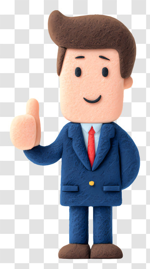 Businessman Pressing Like Button - Clay Businessman Giving Thumbs Up Transparent PNG