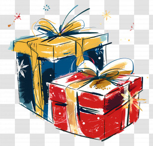 Christmas Gifts - Illustrated Holiday Gift Boxes Transparent PNG