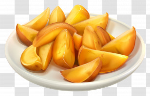 Potato Wedges - Golden Potato Wedges On A Plate Transparent PNG