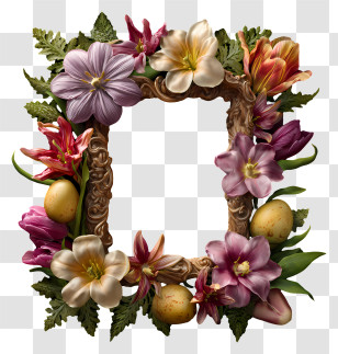 Vintage Flower Frame - Floral Decorative Frame With Ornate Design Transparent PNG
