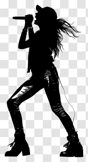 Music - Singing Silhouette With Microphone Transparent PNG