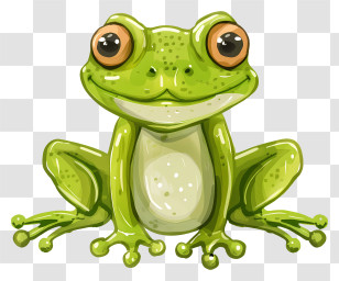 Cartoon Frog - Green Cartoon Frog With Big Eyes Transparent PNG