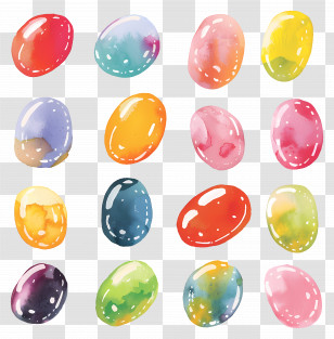 Jelly Beans - Colorful Jelly Beans In Watercolor Style Transparent PNG