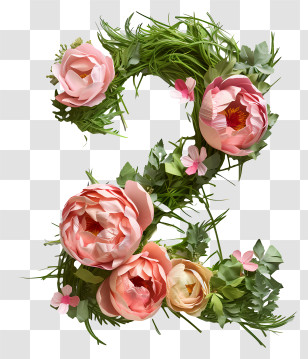 Number 2 Flowers - Floral Decorative Number Two Design Transparent PNG