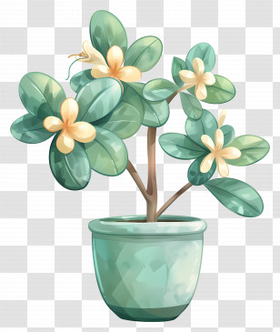 Potted Jade Flower - Illustrative Potted Green Plant Transparent PNG