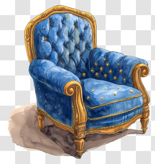 Rich Chair - Vintage Blue Armchair Transparent PNG